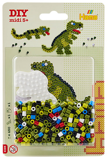 Hama Small kit. Approx. 450 beads, 1 dinosaur pegboard.