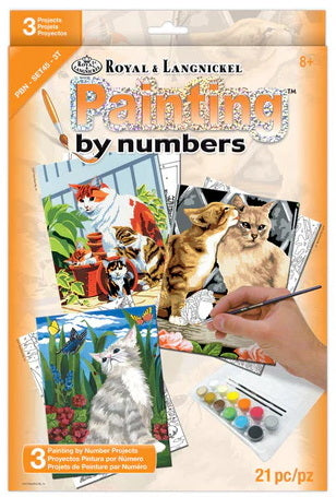 Ens. 3 peintures à numéros Chatons