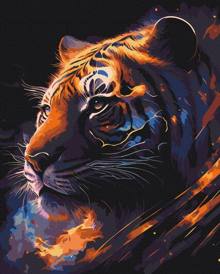 Ens. peinture à numéro tigre du zodiaque