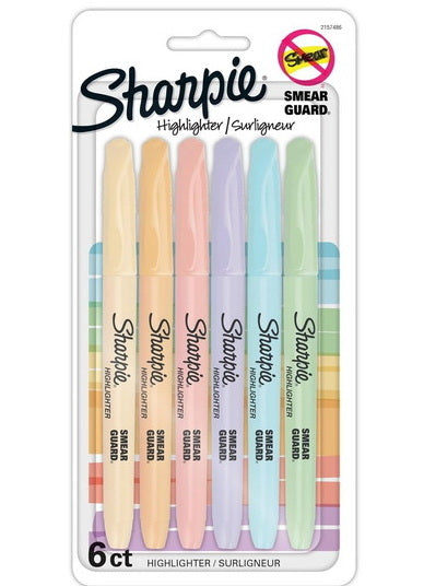 Ens. 6 surligneurs Sharpie Pastel pointe fine