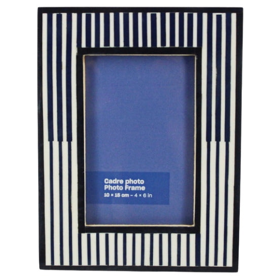 Blue & ivory stripe pattern photo frame