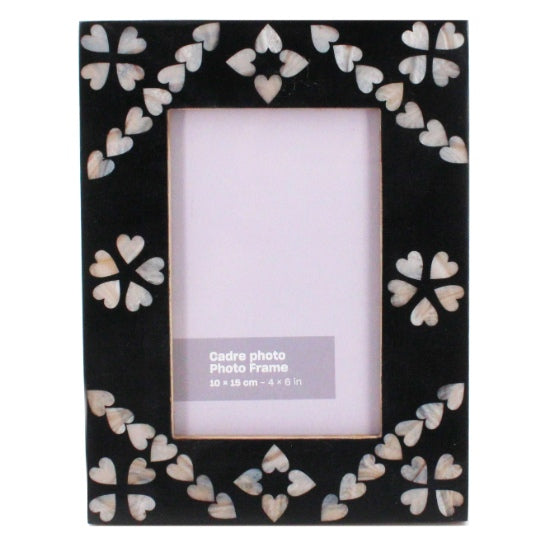 Cadre photo 4x6 noir coeurs