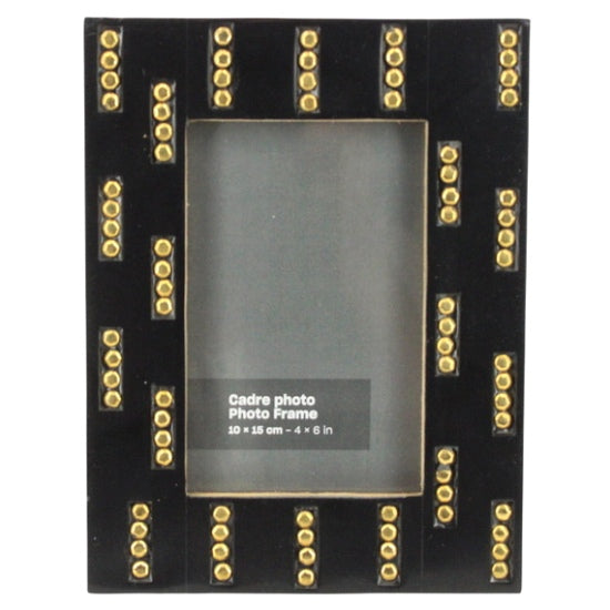 Black resin with gold color stud design photo frame