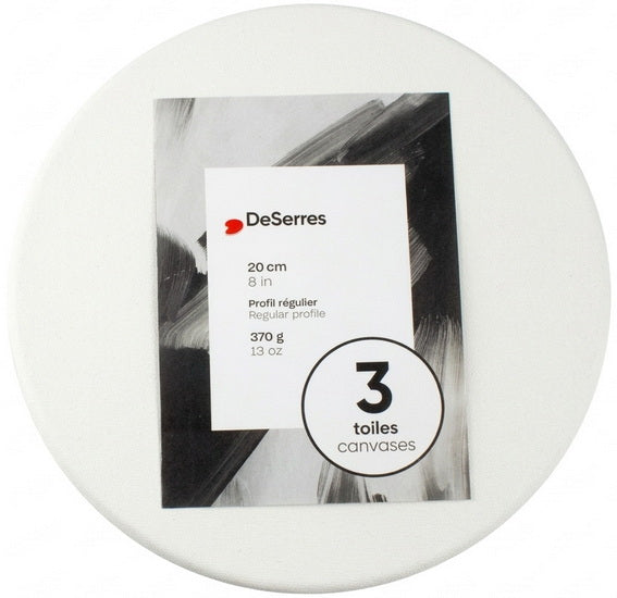 3-Pk regular round canvases 8 in 370g/13oz