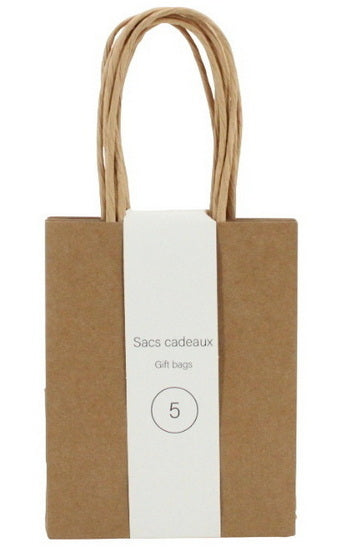 Ens. 5 sacs mini kraft brun