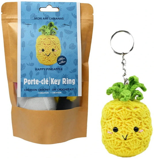 Happy Pineapple DIY Crochet Key Ring Kit