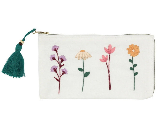 Ens. broderie pochette florale