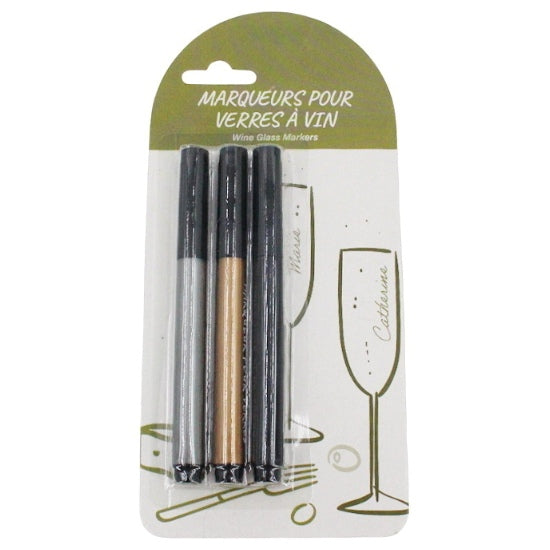 Ens. 3 marqueurs pour verres
