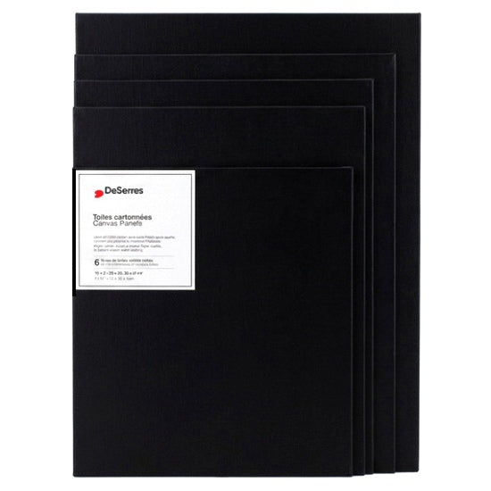 Set of 6 Black Canvas Boards  (8x10,9x12,12x16")