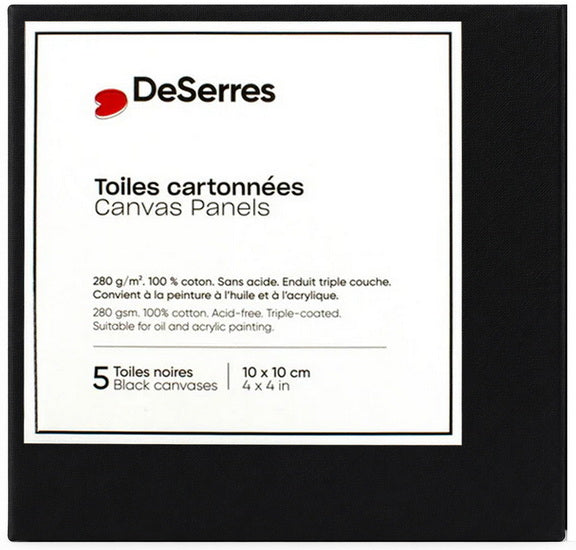Black Canvas Board 4x4in - 5pcs