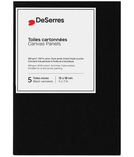 Black Canvas Board 5x7in - 5pcs