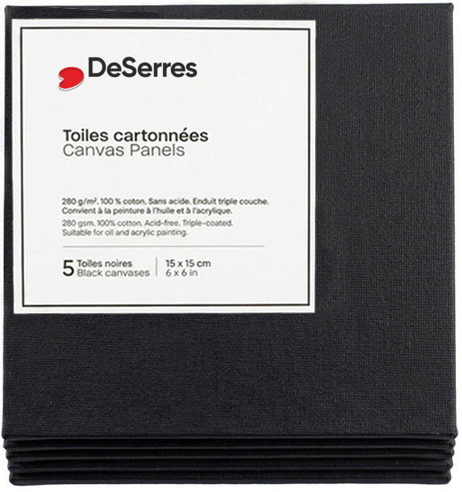 Black Canvas Board 6x6in - 5pcs
