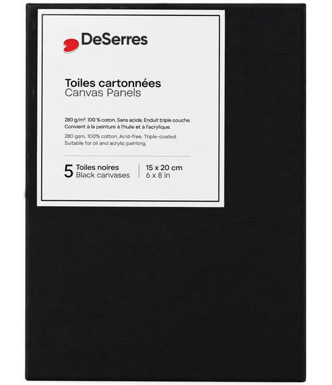 Black Canvas Board 6x8in - 5pcs