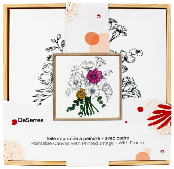 Toile avec image à peindre 30x30 cm- Bouquet