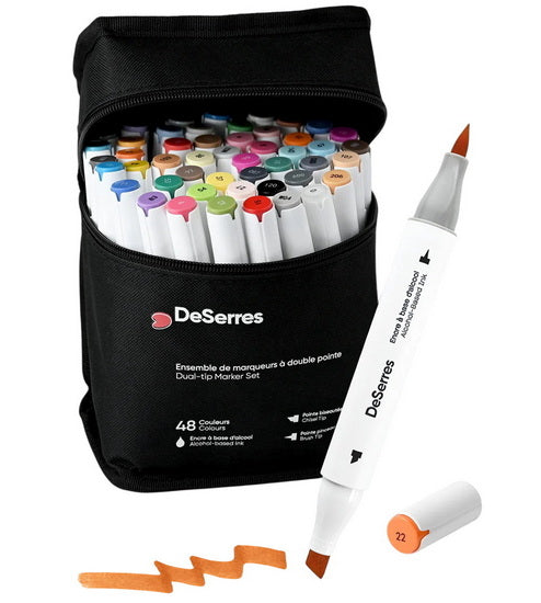 Alcohol Dual-Tip Marker Set  48pcs