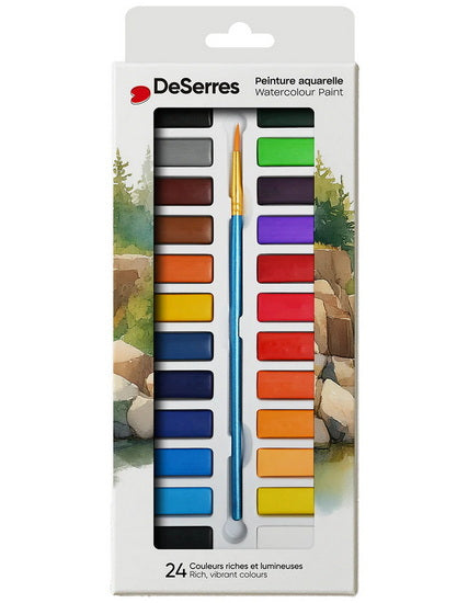 Ens. aquarelle 24 demi-godets