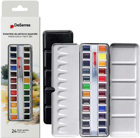 Ens. aquarelle 24 demi-godets en bloc