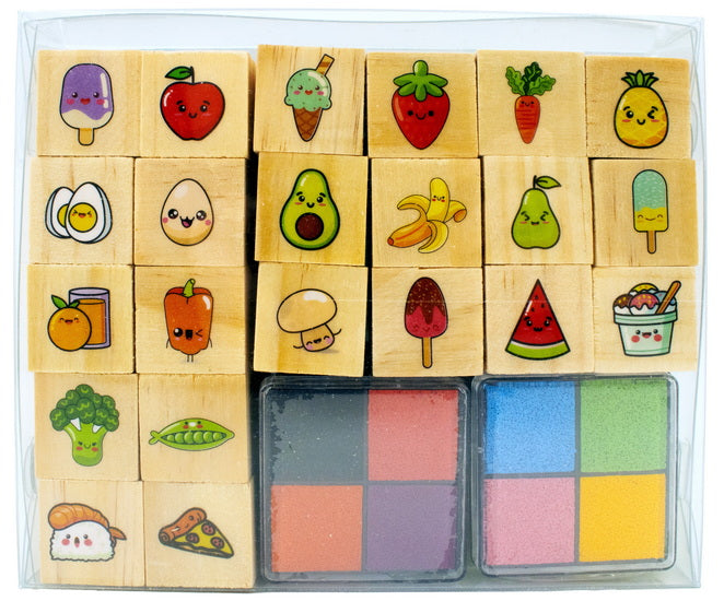 Wood Stamp Set - Funny Food