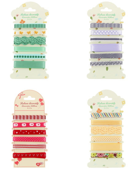 Ribbons decorative 6pcs - 4ass
