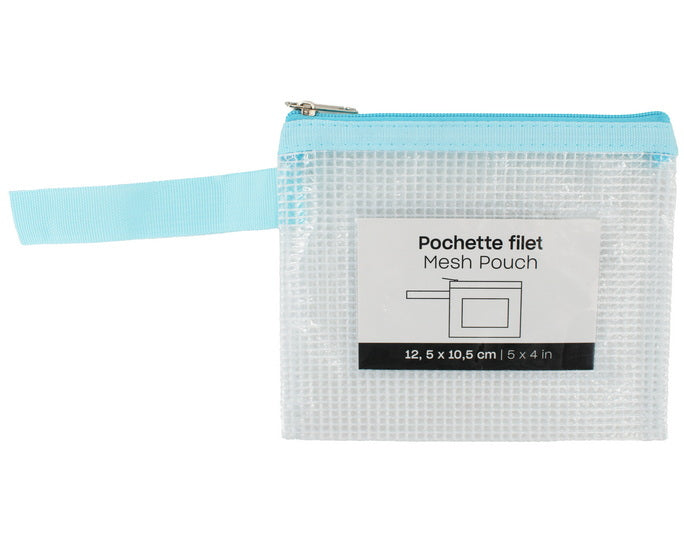 Mesh Zipper Pouch Envelope Blue - 5x4"