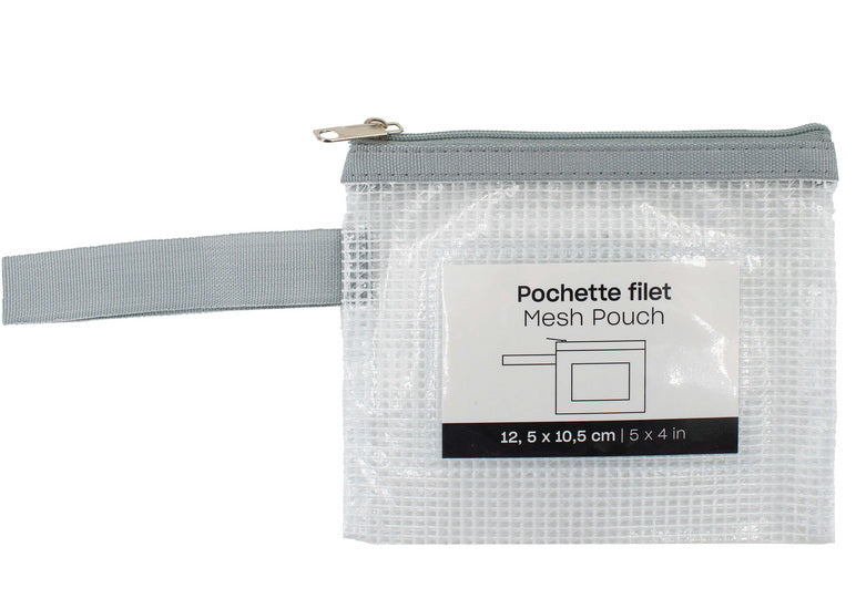 Mesh Zipper Pouch Envelope Grey - 5x4"
