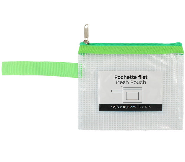 Mesh Zipper Pouch Envelope  Green - 5x4"