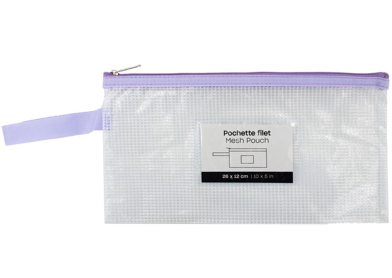Mesh Zipper Pouch Letter Purple -10x5"