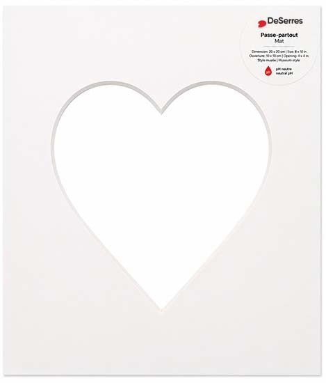 Mat White Heart - 8X10/4X6"