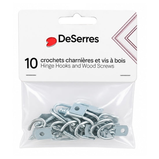 Ens. 10 crochets charnières et vis pour bois