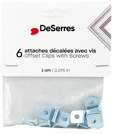 Pack of 6 Offset Clips and Screws 3/8"