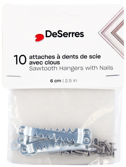 Pack of 10 Sawtooth Hangers with Srews 2.5"