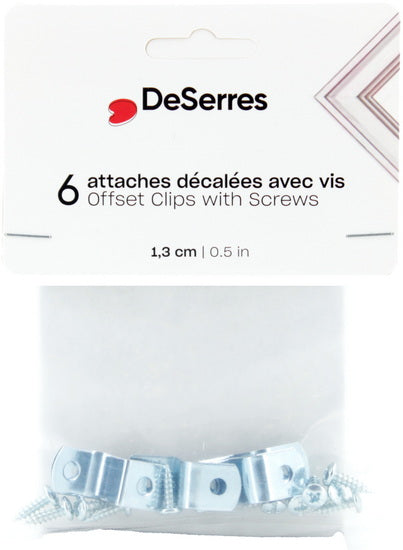 Pack of 6 Offset Clips and Screws 1/2"