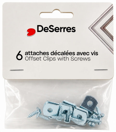 Pack of 6 Offset Clips and Screws 1/8"