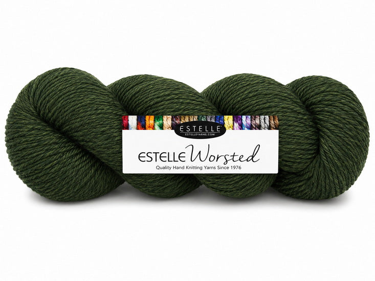 Yarn worsted 40% wool #4 100g forest green heather