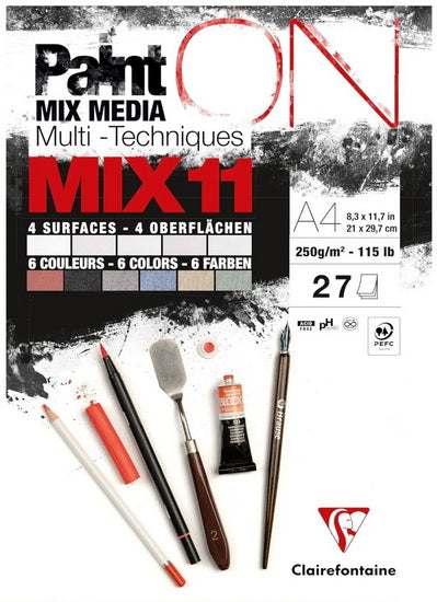 Bloc collé Paint'On couleurs assorties Mix 11 A4