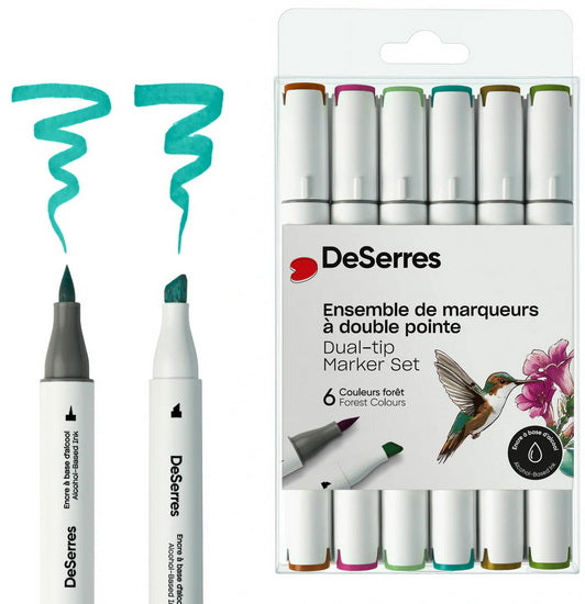 Set of 6 Dual Tip Alcohol Markers Forest Colors