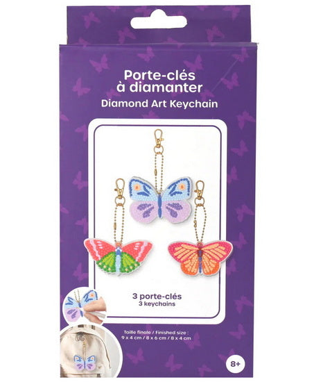 Portes clés à diamanter papillons
