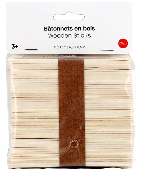 Set of 100 Wood Sticks - 11x1cm