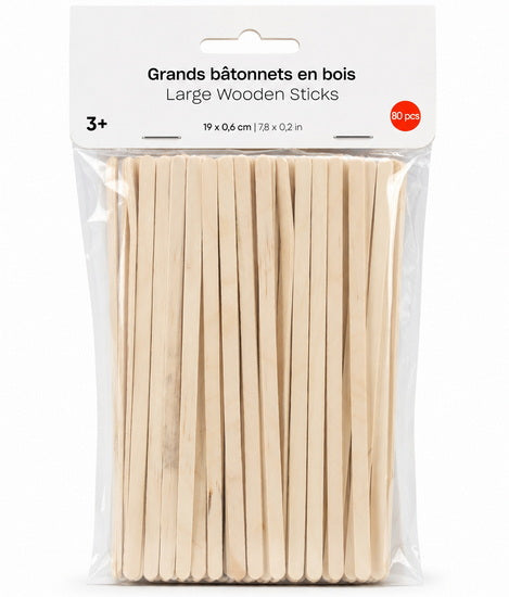Set of 80 Wood Sticks -  19x0.6cm