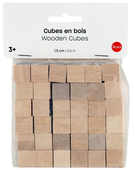 Ens. 36 cubes bois -  0.15cm
