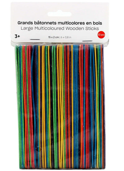 Ens. 50 bâtonnets jumbo multicolores - 15x2cm