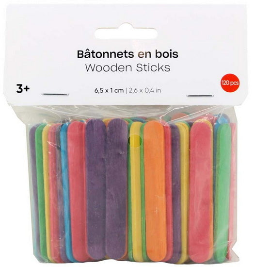 Ens. 120 mini bâtonnets bois - 6.5x1cm