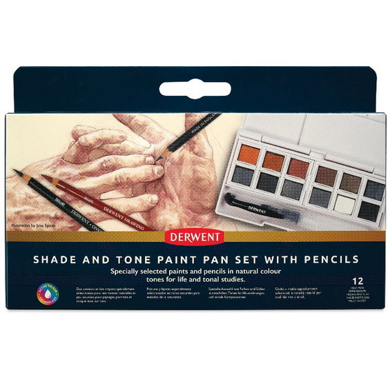 Ens. 12 demi-godets aquarelle et 3 crayons Inktense