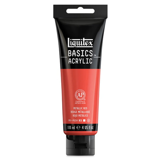 Peinture acrylique Basics métallique rouge 118ml