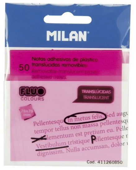 Bloc notes adhésives rose fluo 50 feuilles