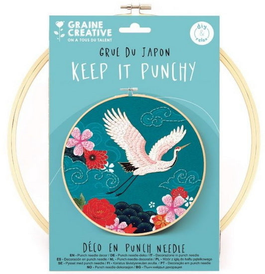 Ens. broderie au poinçoin Grue du Japon