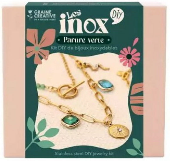 Ens. fabrication bijoux inoxydable or et vert