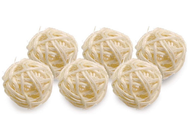 Set of 6 White Sisal Balls