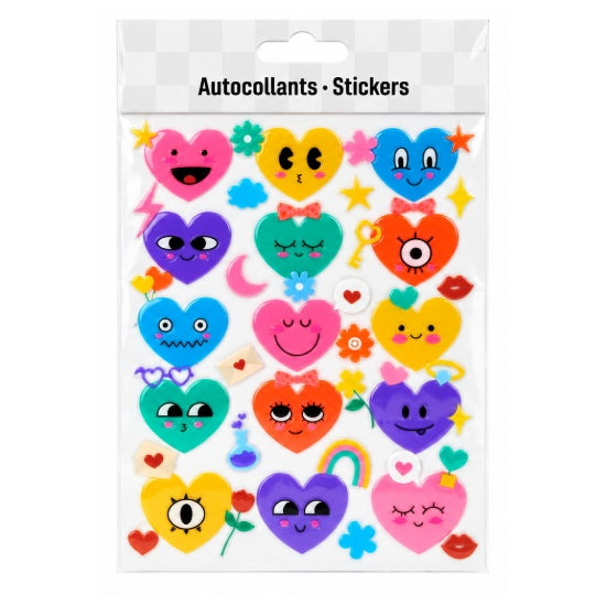 Stickers Colorful Hearts  - Medium