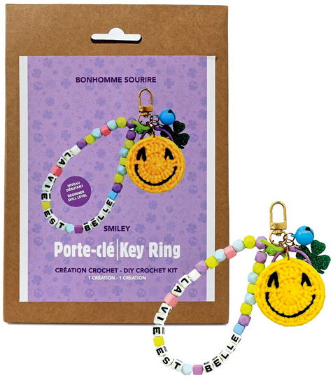 Smiley DIY Crochet Keyring Kit